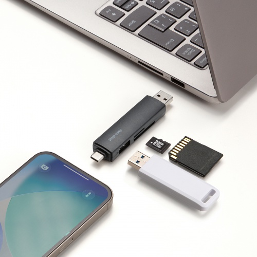 SD/microSDカードリーダー（USB Type-C ＆ USB-A両対応・直挿し・USB