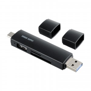 SD/microSDカードリーダー（USB Type-C ＆ USB-A両対応・直挿し・USBポート付き）