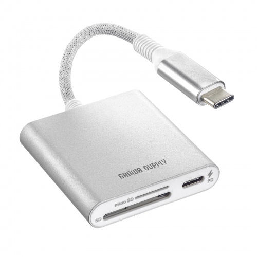 カードリーダー（タイプCカードリーダー・PD充電・100W・SD・microSD・スマートフォン・タブレット・同時読み込み） ADR-5TCSDPW サンワサプライ