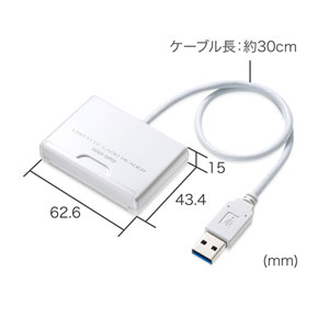 CFカードリーダー(USB3.0・UDMA対応・ホワイト)