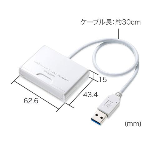 CFカードリーダー(USB3.0・UDMA対応・ホワイト)