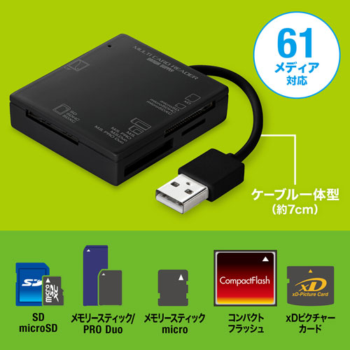 マルチカードリーダー（USB2.0・ブラック）