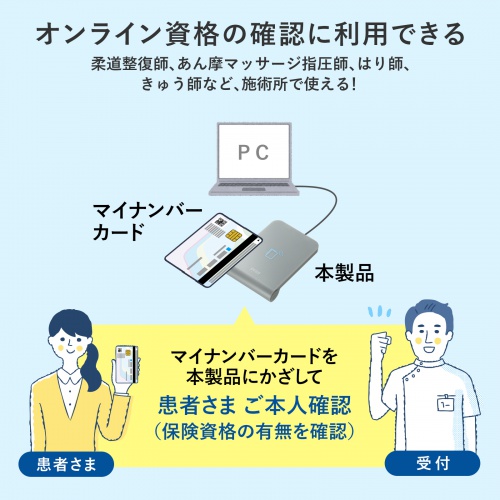 非接触型ICカードリーダライタ｜マイナ保険証・電子車検証・e-Tax対応