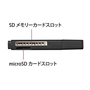 USB2.0カードリーダー（SD、microSD対応・ブラック） サンワサプライ