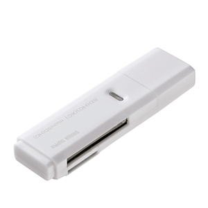 USB2.0カードリーダー（SD、microSD対応・ホワイト） サンワサプライ