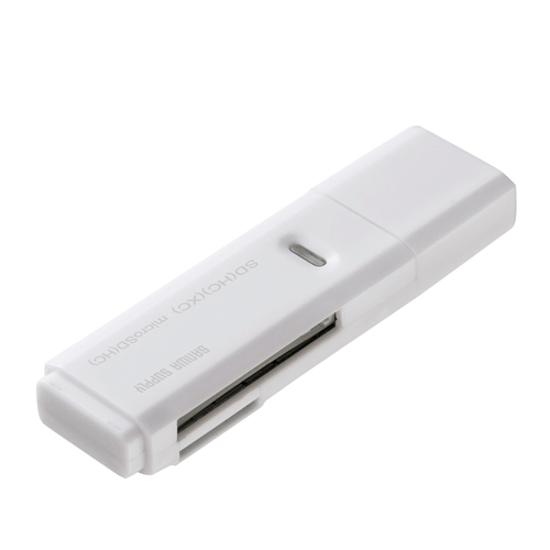 USB2.0カードリーダー（SD、microSD対応・ホワイト） サンワサプライ