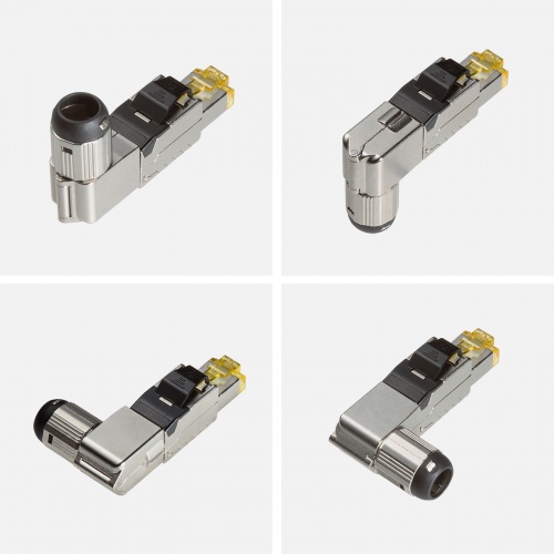 RJ-45コネクタ（CAT6A/CAT6/CAT5e兼用・L字型・かしめ工具不要・フルメタルダイカスト構造）