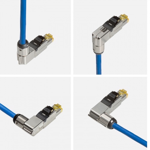 RJ-45コネクタ（CAT6A/CAT6/CAT5e兼用・L字型・かしめ工具不要・フルメタルダイカスト構造）
