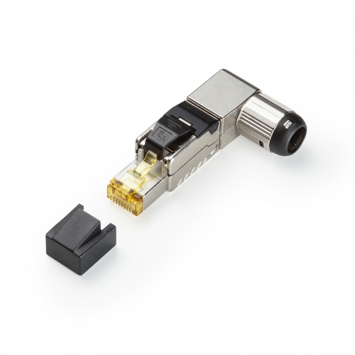 RJ-45コネクタ（CAT6A/CAT6/CAT5e兼用・L字型・かしめ工具不要・フルメタルダイカスト構造）