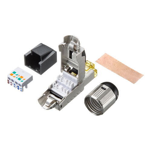 RJ-45シールドコネクタ（カテゴリ6A・10ギガビットイーサネット対応・単線・より線）