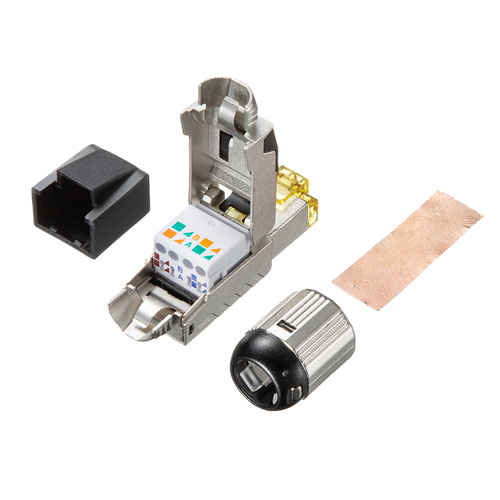 RJ-45シールドコネクタ（カテゴリ6A・10ギガビットイーサネット対応・単線・より線）