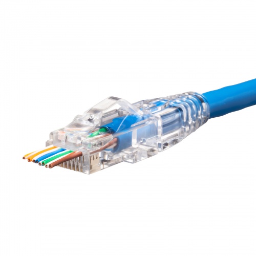 RJ-45コネクタ（カテゴリ6A・貫通型・への字ラッチ・ブーツ付き・自作用・より線・単線・100個入り）