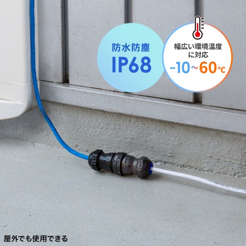 屋外用LAN中継アダプタ（CAT6A・STP・RJ-45中継アダプタ・防水・PoE/PoE+/PoE++対応）