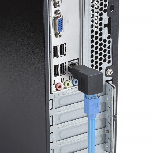 RJ-45コネクタ90度角度変更アダプタ（下出しタイプ・L型変換アダプタ・カテゴリ6A対応・シールド仕様・STPケーブル・UTPケーブル両対応）