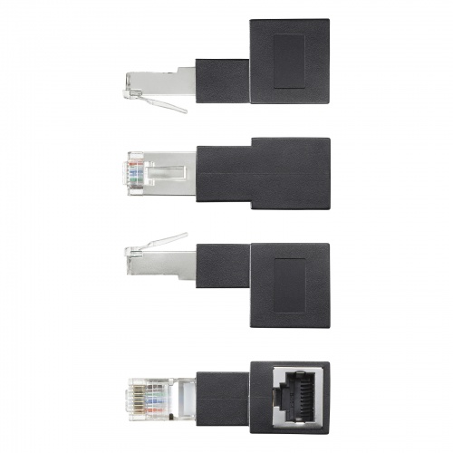 RJ-45コネクタ90度角度変更アダプタ（下出しタイプ・L型変換アダプタ・カテゴリ6A対応・シールド仕様・STPケーブル・UTPケーブル両対応）