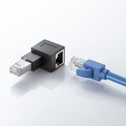 RJ-45コネクタ90度角度変更アダプタ（左出しタイプ・L型変換アダプタ・カテゴリ6A対応・シールド仕様・STPケーブル・UTPケーブル両対応） ADT-RJ6A-LL サンワサプライ