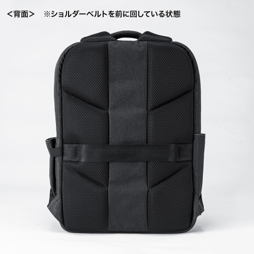 ビジネスリュック（カジュアル・PCバックパック・軽量・17L・スリム・シンプルデザイン・通勤・通学・16型ワイドPC・キャリーサポーター・ブラック）