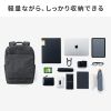 ビジネスリュック（カジュアル・PCバックパック・軽量・17L・スリム・シンプルデザイン・通勤・通学・16型ワイドPC・キャリーサポーター・ブラック）