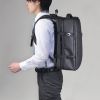 リュック（マチ拡張・ビジネス・大容量・25L～35L・PCリュック・シンプル・PUコーティング・耐水・撥水・多機能・バックパック・メンズ・旅行・出張・ブラック）