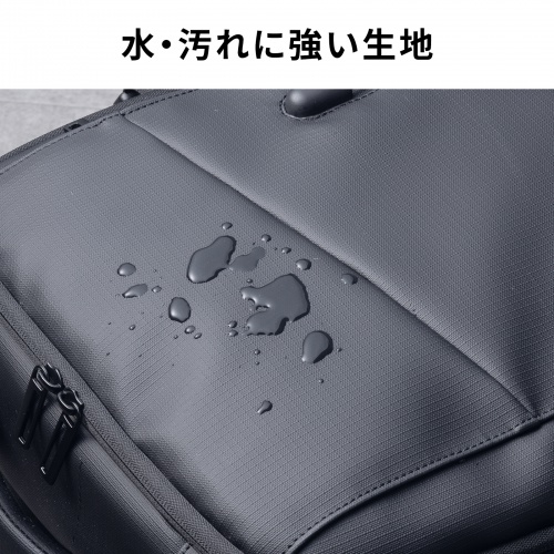 リュック（マチ拡張・ビジネス・大容量・25L～35L・PCリュック・シンプル・PUコーティング・耐水・撥水・多機能・バックパック・メンズ・旅行・出張・ブラック）