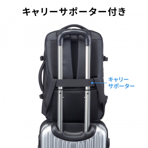 リュック（マチ拡張・ビジネス・大容量・25L～35L・PCリュック・シンプル・PUコーティング・耐水・撥水・多機能・バックパック・メンズ・旅行・出張・ブラック）