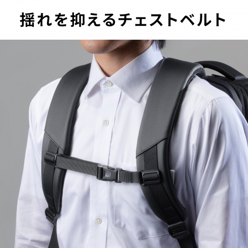 リュック（マチ拡張・ビジネス・大容量・25L～35L・PCリュック・シンプル・PUコーティング・耐水・撥水・多機能・バックパック・メンズ・旅行・出張・ブラック）