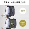 リュック（マチ拡張・ビジネス・大容量・25L～35L・PCリュック・シンプル・PUコーティング・耐水・撥水・多機能・バックパック・メンズ・旅行・出張・ブラック）
