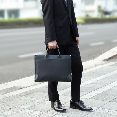 ビジネスバッグ（就活バッグ・リクルートバッグ・メンズ・軽量・A4ファイル・14型ワイドノートPC収納・ブラック・就活かばん・就職活動・バッグ）