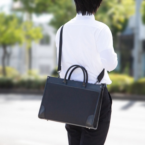 ビジネスバッグ（就活バッグ・リクルートバッグ・メンズ・軽量・A4ファイル・14型ワイドノートPC収納・ブラック・就活かばん・就職活動・バッグ）