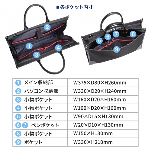 ビジネスバッグ（就活バッグ・リクルートバッグ・メンズ・軽量・A4ファイル・14型ワイドノートPC収納・ブラック・就活かばん・就職活動・バッグ）