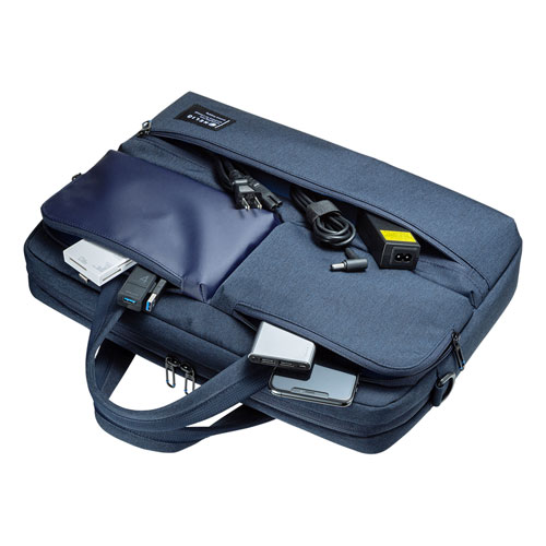 パソコンバッグ（カジュアル・15.6インチ・ネイビー・ショルダーベルト・キャリーサポーター・軽量）