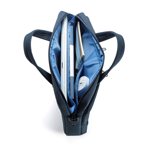 パソコンバッグ（カジュアル・15.6インチ・ネイビー・ショルダーベルト・キャリーサポーター・軽量）