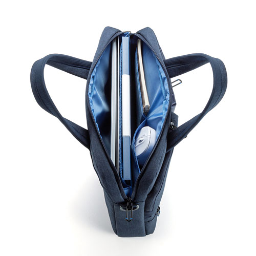 パソコンバッグ（カジュアル・13.3インチ・ネイビー・ショルダーベルト・キャリーサポーター・軽量）