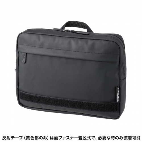 ショルダーポーチ（現場用・反射テープ・着脱可能・タブレット収納・クッション内蔵・耐水・止水ファスナー・ショルダーベルト・ウエストベルト・ウエストポーチ・付属・肩掛け・ブラック）