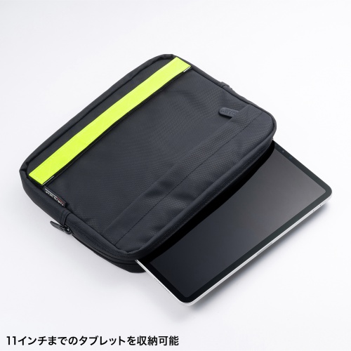 ショルダーポーチ（現場用・反射テープ・着脱可能・タブレット収納・クッション内蔵・耐水・止水ファスナー・ショルダーベルト・ウエストベルト・ウエストポーチ・付属・肩掛け・ブラック）