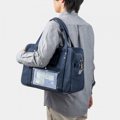 メールバッグ（ボストンバッグ・日本製・8号帆布・A4ファイル・防犯バッグ・ネイビー）