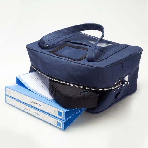 メールバッグ（ボストンバッグ・日本製・8号帆布・A4ファイル・防犯バッグ・ネイビー）