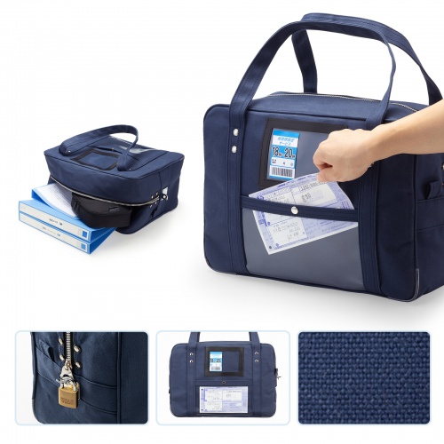 メールバッグ（ボストンバッグ・日本製・8号帆布・A4ファイル・防犯バッグ・ネイビー）