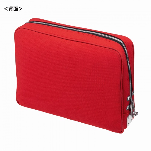 メールバッグ（メールポーチ・日本製・8号帆布・A4ファイル・角型2号封筒・防犯バッグ・レッド）