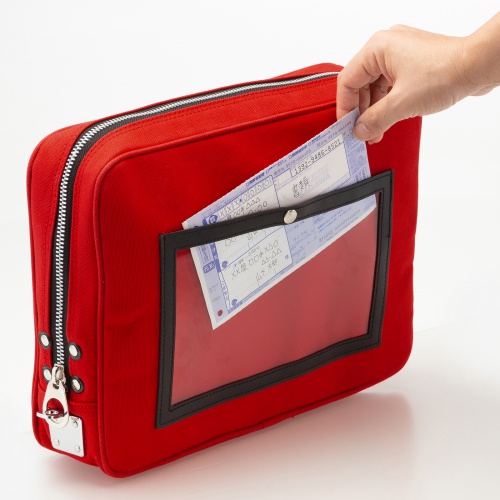 メールバッグ（メールポーチ・日本製・8号帆布・A4ファイル・角型2号封筒・防犯バッグ・レッド）