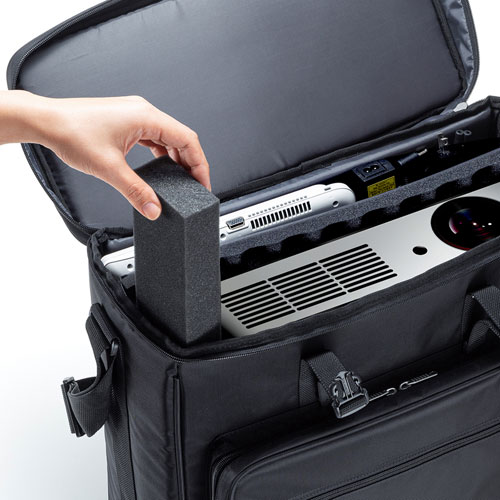 プロジェクターバッグ（低反発ウレタン・ブラック・キャリーサポーターつき）