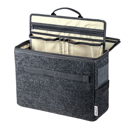 ボックス型バッグ(モバイルバッグ・ミーティングバッグ・箱型・13.3インチワイド・持ち運び・テレワーク・内装ベージュ)