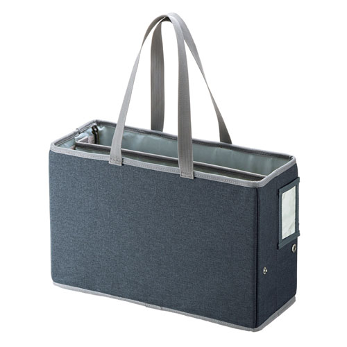 ボックス型バッグ（テレワーク・グレー・自立・収納・持ちはこび