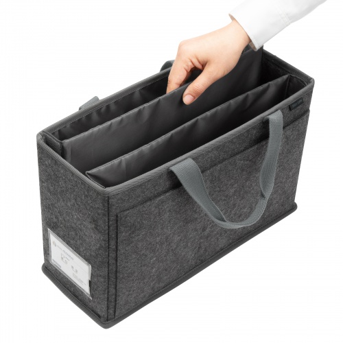 ミーティングバッグ（BOXバッグ・キャリーバッグ・15.6インチ・ノートPC対応・モバイルバッグ・フェルト・テレワーク・フリーアドレス・ブラック）