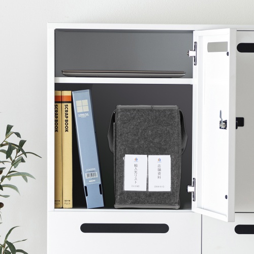 ミーティングバッグ（BOXバッグ・キャリーバッグ・15.6インチ・ノートPC対応・モバイルバッグ・フェルト・テレワーク・フリーアドレス・ブラック）