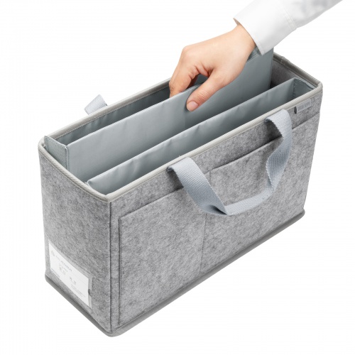 ミーティングバッグ（BOXバッグ・キャリーバッグ・15.6インチ・ノートPC対応・モバイルバッグ・フェルト・テレワーク・フリーアドレス・グレー）