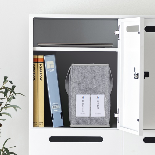 ミーティングバッグ（BOXバッグ・キャリーバッグ・15.6インチ・ノートPC対応・モバイルバッグ・フェルト・テレワーク・フリーアドレス・グレー）