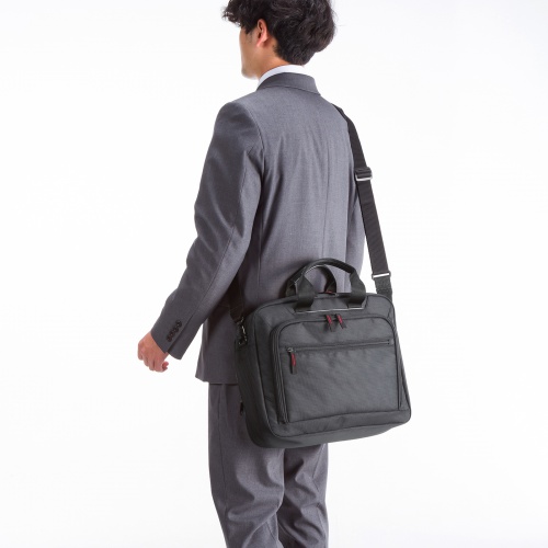 マチ拡張PCバッグ（14インチワイド対応・PCキャリングバッグ・ビジネス・通勤・ブラック）