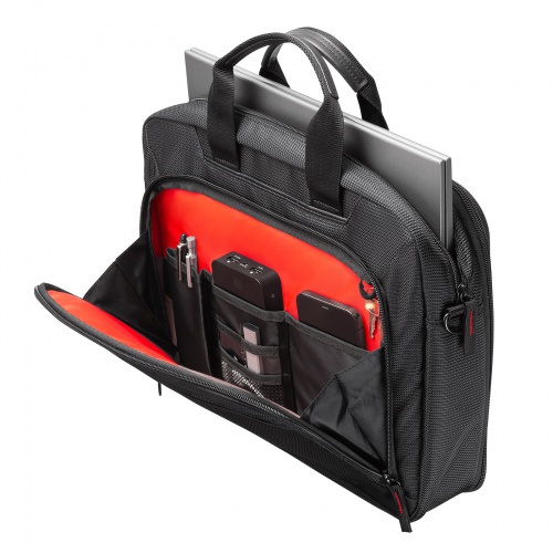 マチ拡張PCバッグ（14インチワイド対応・PCキャリングバッグ・ビジネス・通勤・ブラック）