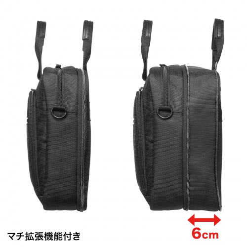 マチ拡張PCバッグ（14インチワイド対応・PCキャリングバッグ・ビジネス・通勤・ブラック）